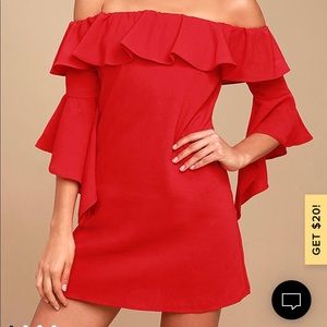 Lulus red off the shoulder dress